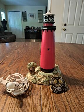 Vintage 1994 Lefton Juniper Inlet Ceramic Lighthouse Lamp Light Up Collectible